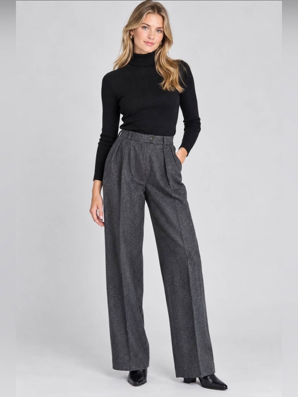 Vtg 80s Harve Benard High Waist Wide Leg Wool Pleated Professional Power Trouser